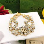 Gucci Rhinestone Flower Bracelet Gold For Women