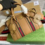 Small Bauletto Top Handle Bag With Double G White/Brown For Men 10.6in/27cm