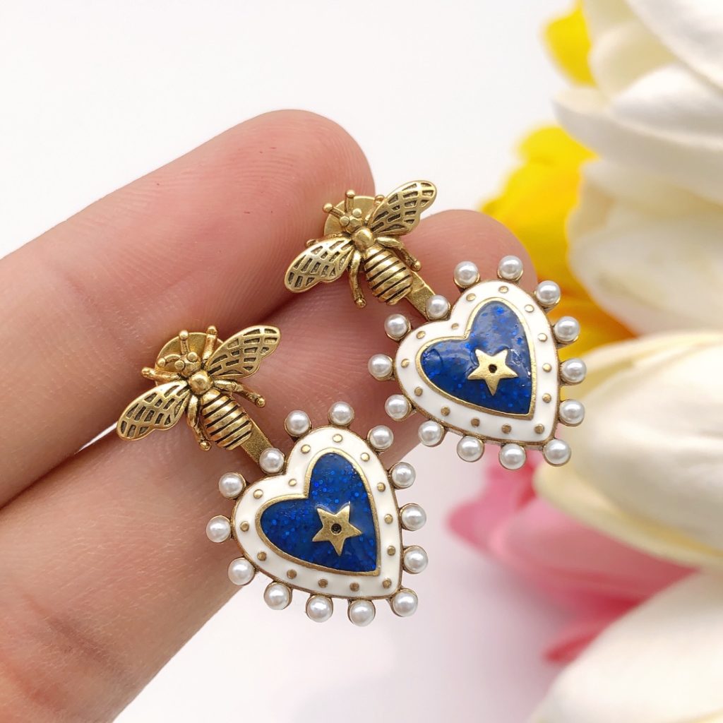 Heart Earrings Blue For Women