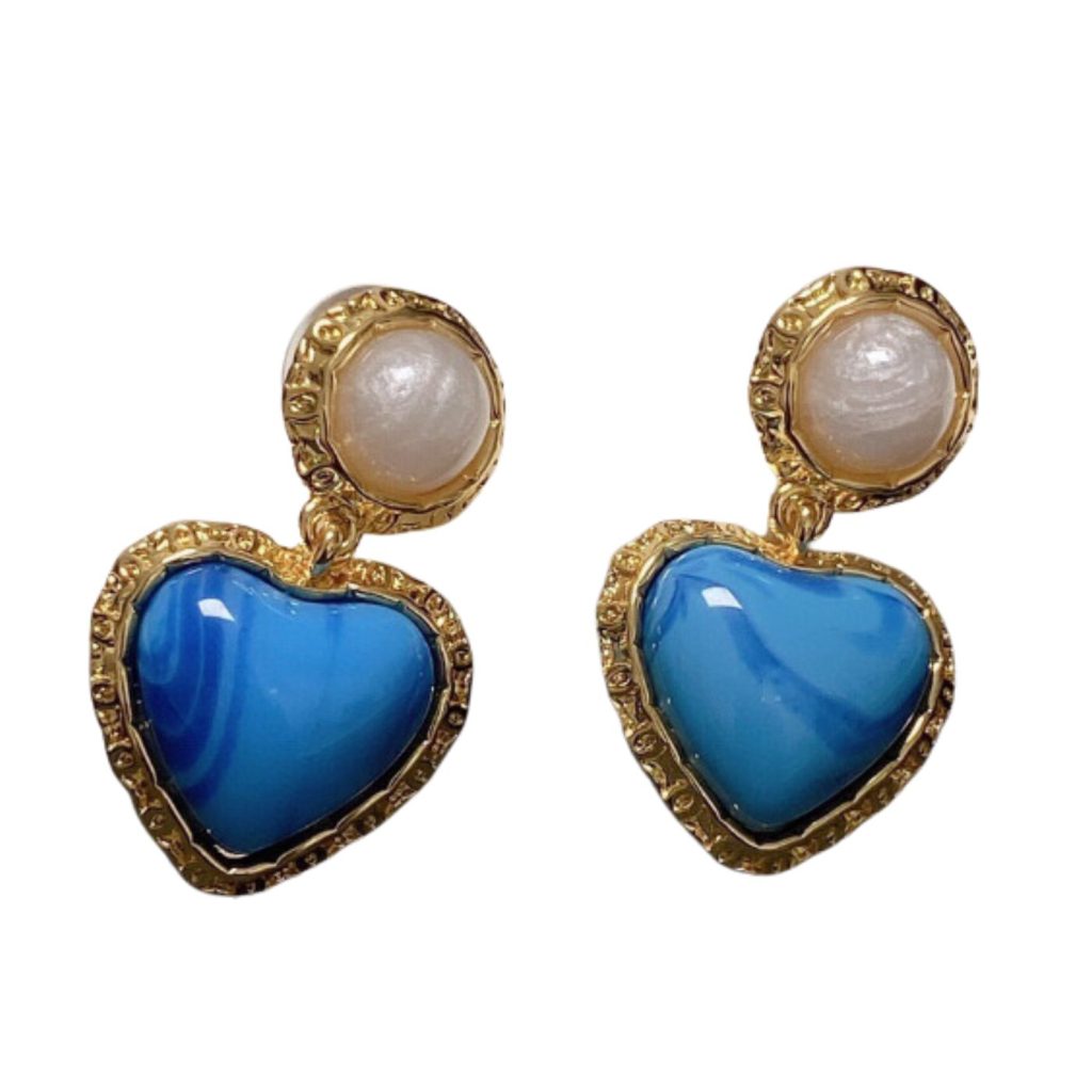 Heart Earrings Blue For Women