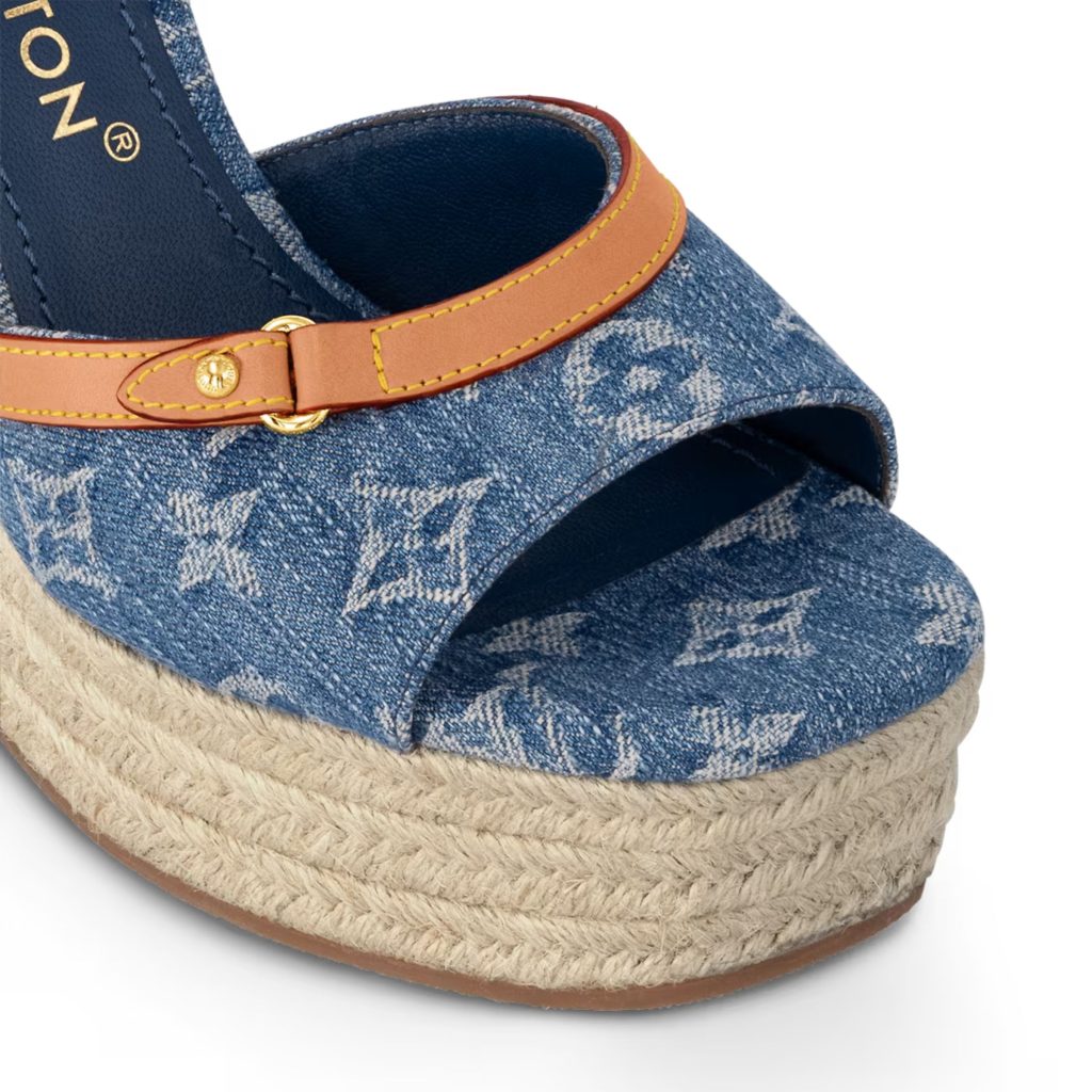 Louis Vuitton Helios Wedge Sandal Blue For Women 1ACIZV