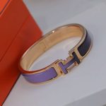 Hermes Clic Enameled H Bracelet Purple For Women