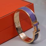 Hermes Clic Enameled H Bracelet Purple For Women