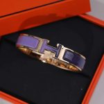 Hermes Clic Enameled H Bracelet Purple For Women