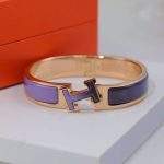 Hermes Clic Enameled H Bracelet Purple For Women