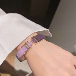 Hermes Clic Enameled H Bracelet Purple For Women