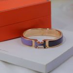 Hermes Clic Enameled H Bracelet Purple For Women