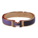 Hermes Clic Enameled H Bracelet Purple For Women