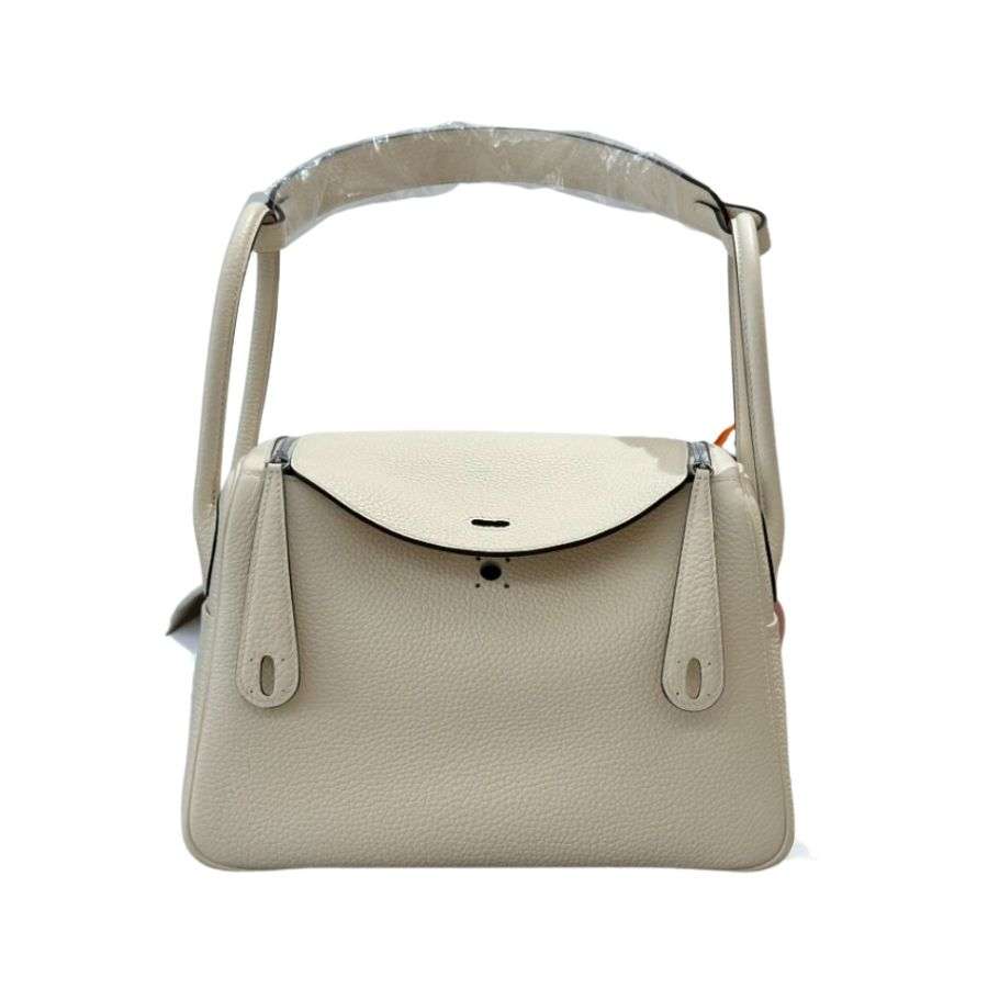 Hermes Lady Lindi Bag White/Black/Green Khaki For Women 10.2in/26cm