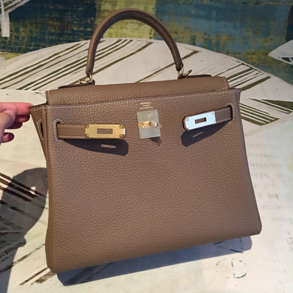 Hermes Kelly 28 Greige Bag With Gold Toned Harware For Women, Women’s Handbags, Shoulder Bags 11in/28cm