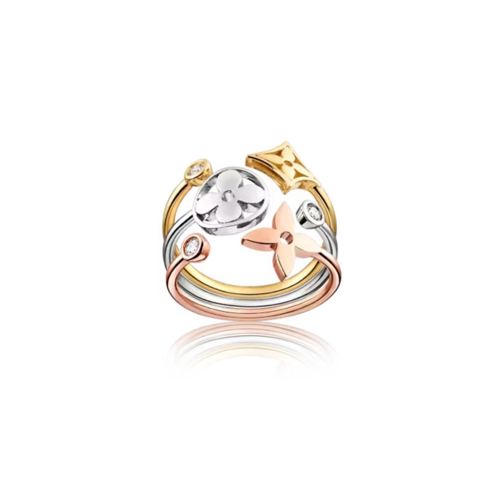 Louis Vuitton Idylle Blossom Ring, 3 Golds And Diamonds For Women- Q9F15Z