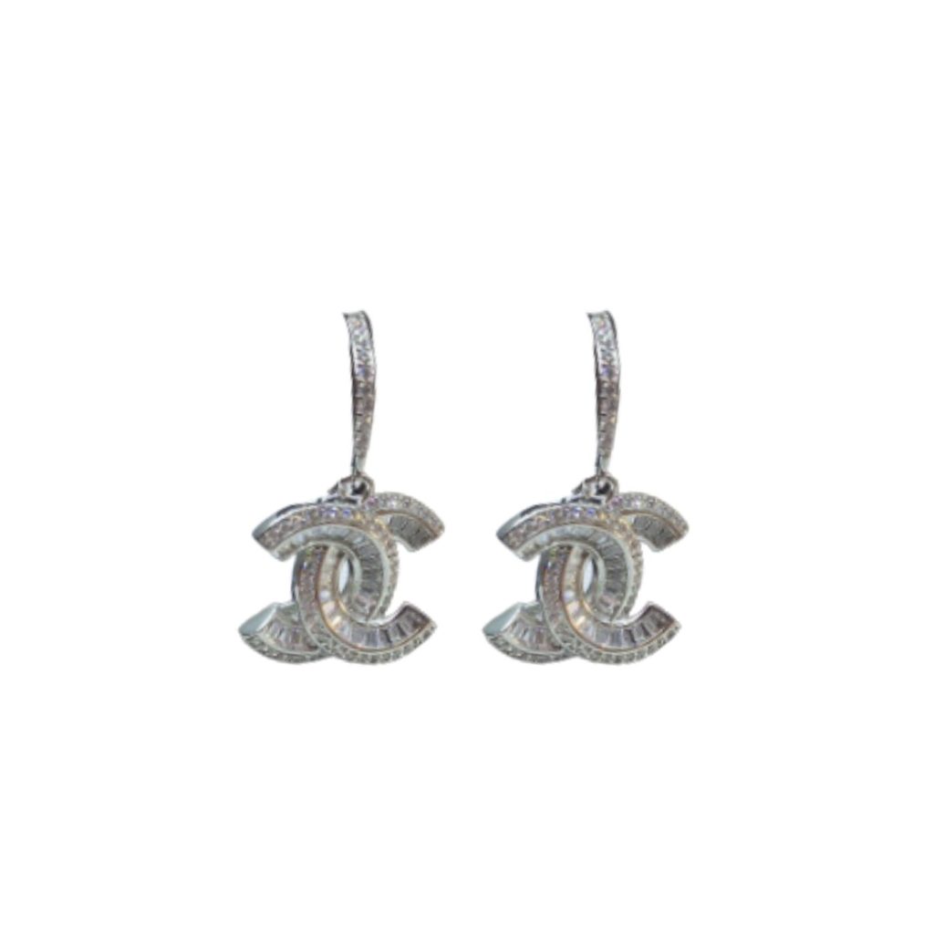 Interlocking Douple C Earrings Silver Tone For Women