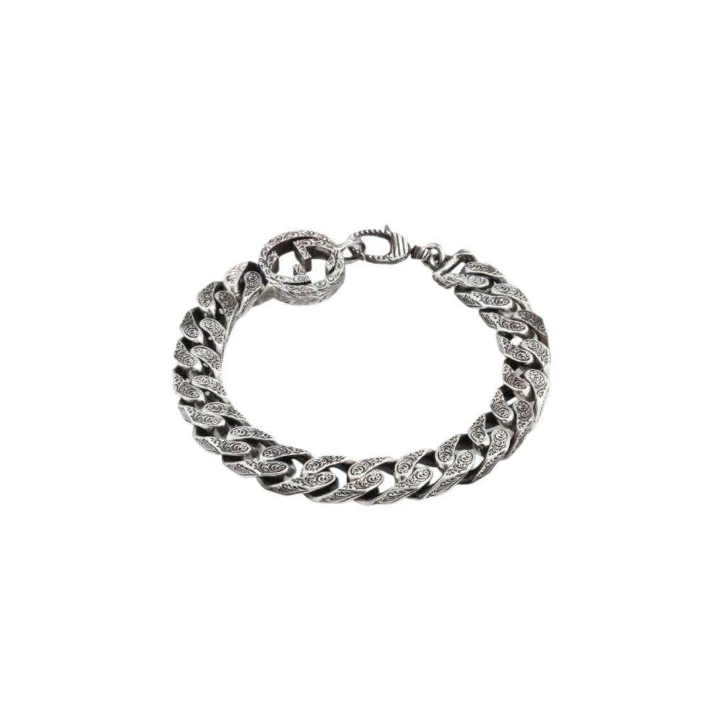 Gucci Interlocking G Chain Bracelet Silver Tone For Men 454285 J8400 0811