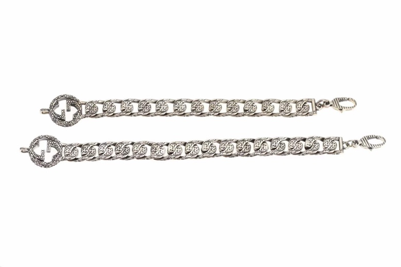 Gucci Interlocking G Chain Bracelet Silver Tone For Men 454285 J8400 0811