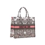 Christian Dior Large Dior Book Tote White And Pastel Pink Butterfly Bag For Women M1286ZESO_M45E- 16.5 Inches/ 42 Cm