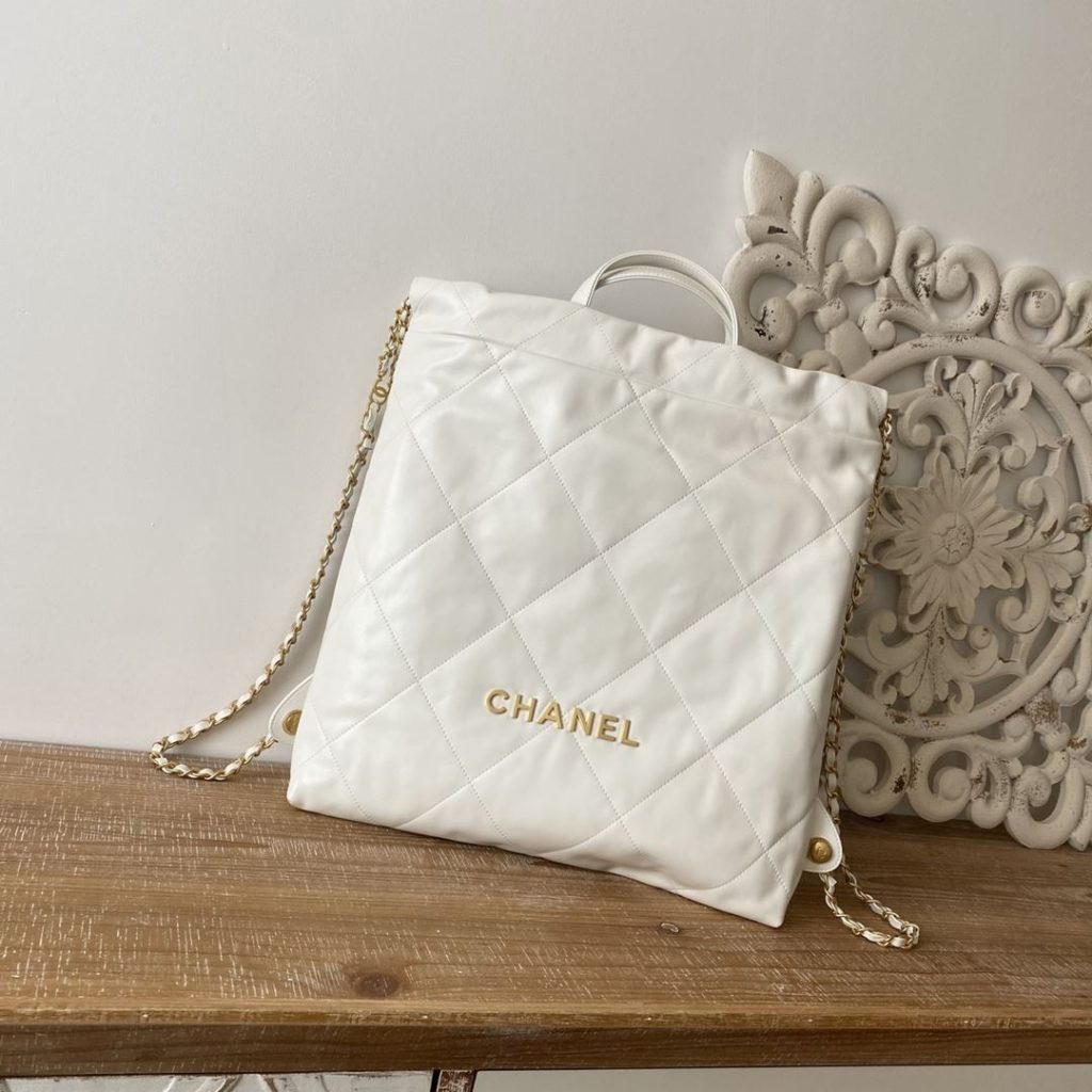 Chanel Large 22 Backpack White For Women 19.9in / 51cm AS3313