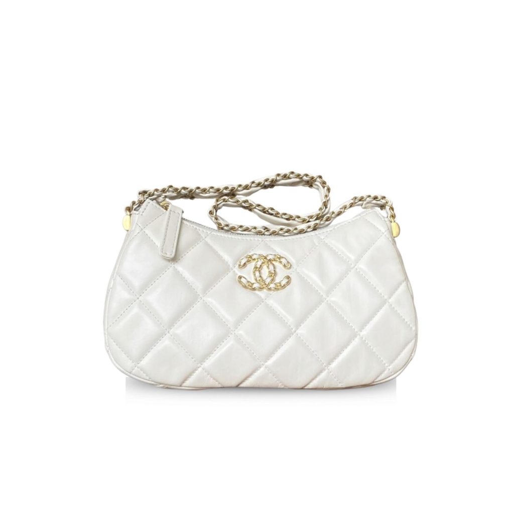 Chanel 23K Calfskin White Hobo Bag For Women 9,1in/25cm