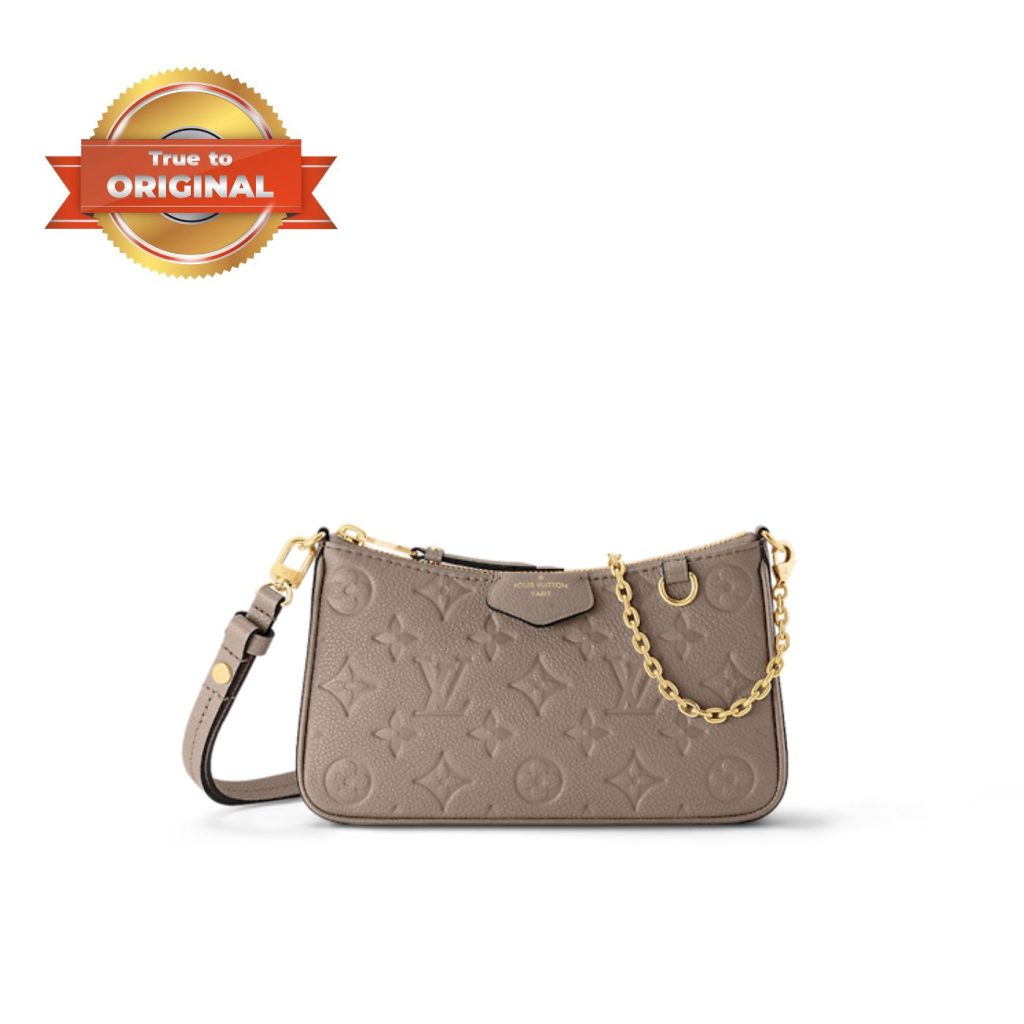 [True-to-ORIGINAL] Louis Vuitton Easy Pouch On Strap Monogram Empreinte Crème Grey For Women‎ 7.5in/19cm