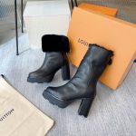 Louis Vuitton LV Beaubourg Platform Ankle Boot Black For Women 1AABRL