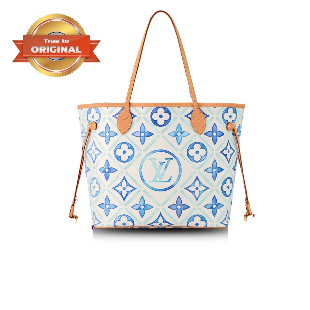 Travel Set Louis Vuitton: Horizon 55 Cream + Neverfull MM Bag Blue