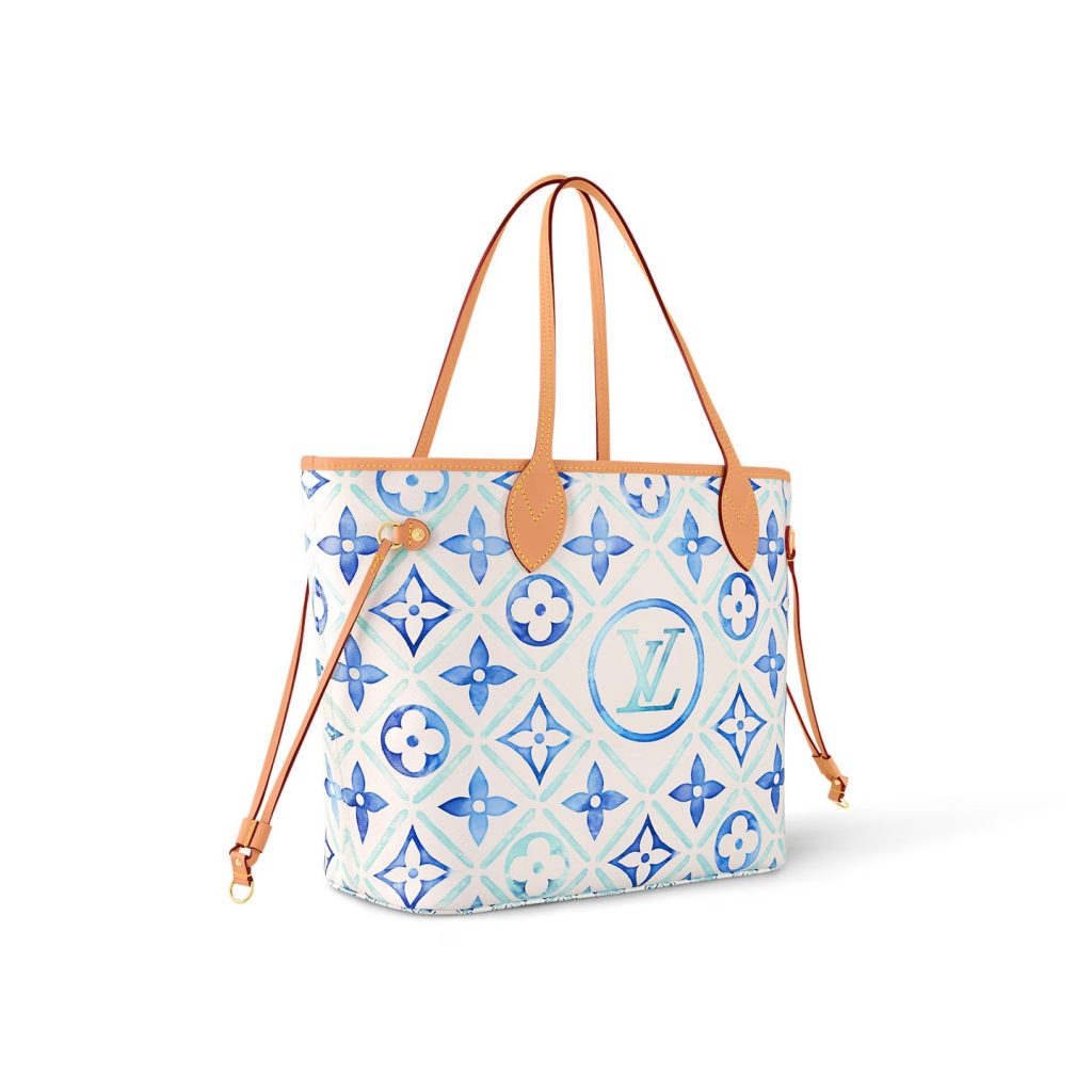 Travel Set Louis Vuitton: Horizon 55 Cream + Neverfull MM Bag Blue