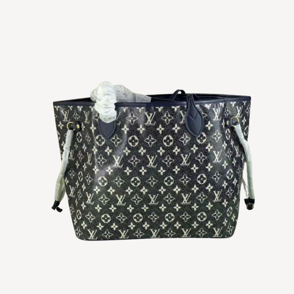 Louis Vuitton Neverfull MM Monogram Jacquard Denim Totes Bag Grey For Women 12.2in/31cm M21465