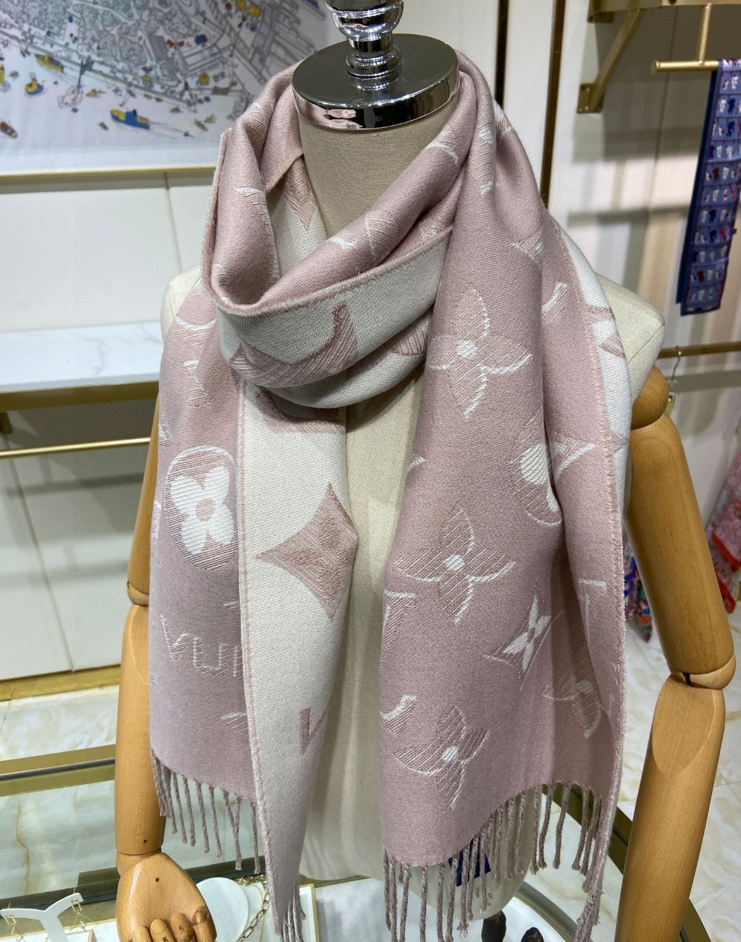 Louis Vuitton Double Sided Long Scarf Pink For Women