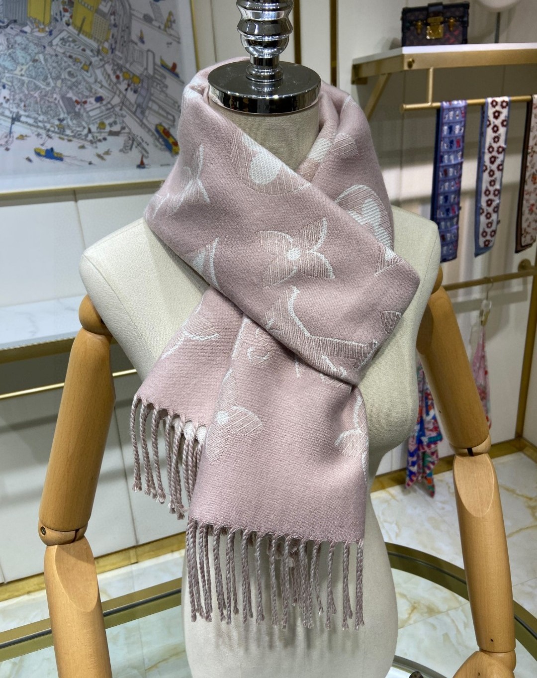 Louis Vuitton Double Sided Long Scarf Pink For Women