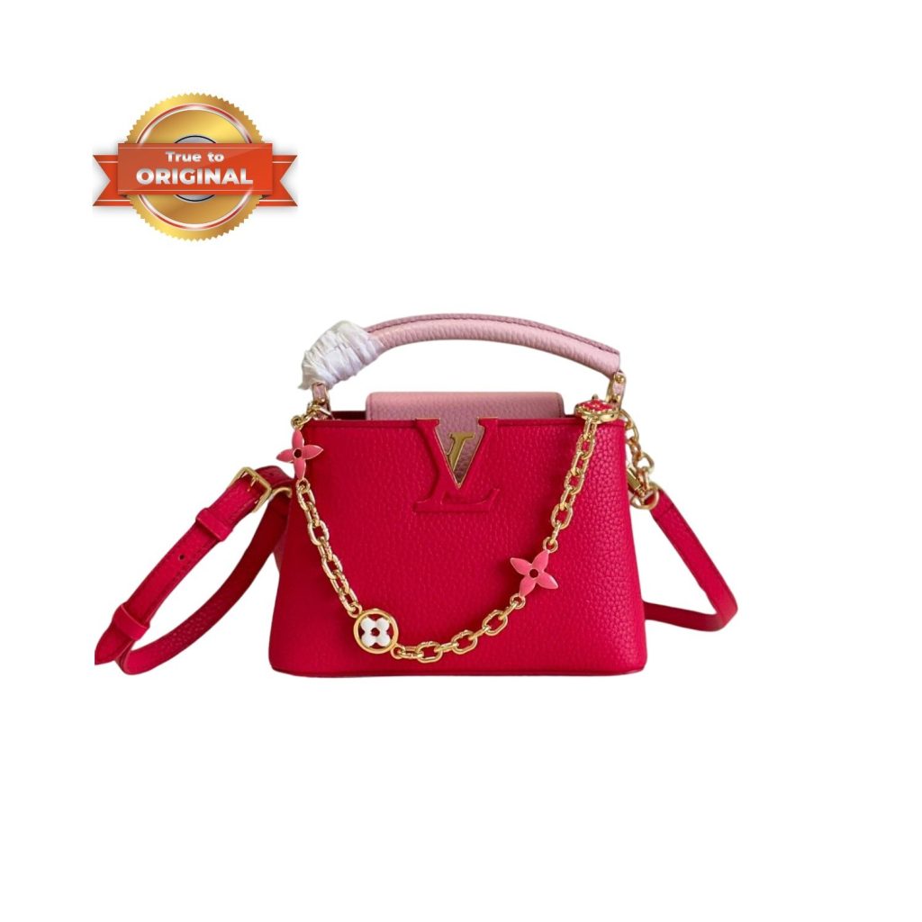 [True-to-ORIGINAL] Louis Vuitton Capucines Mini Hot Pink For Women 8.3in/21cm