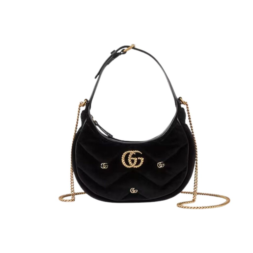 Gucci Marmont Half Moon Shaped Mini Bag Black For Women 21cm / 8.3in 770983 FACK2 1000