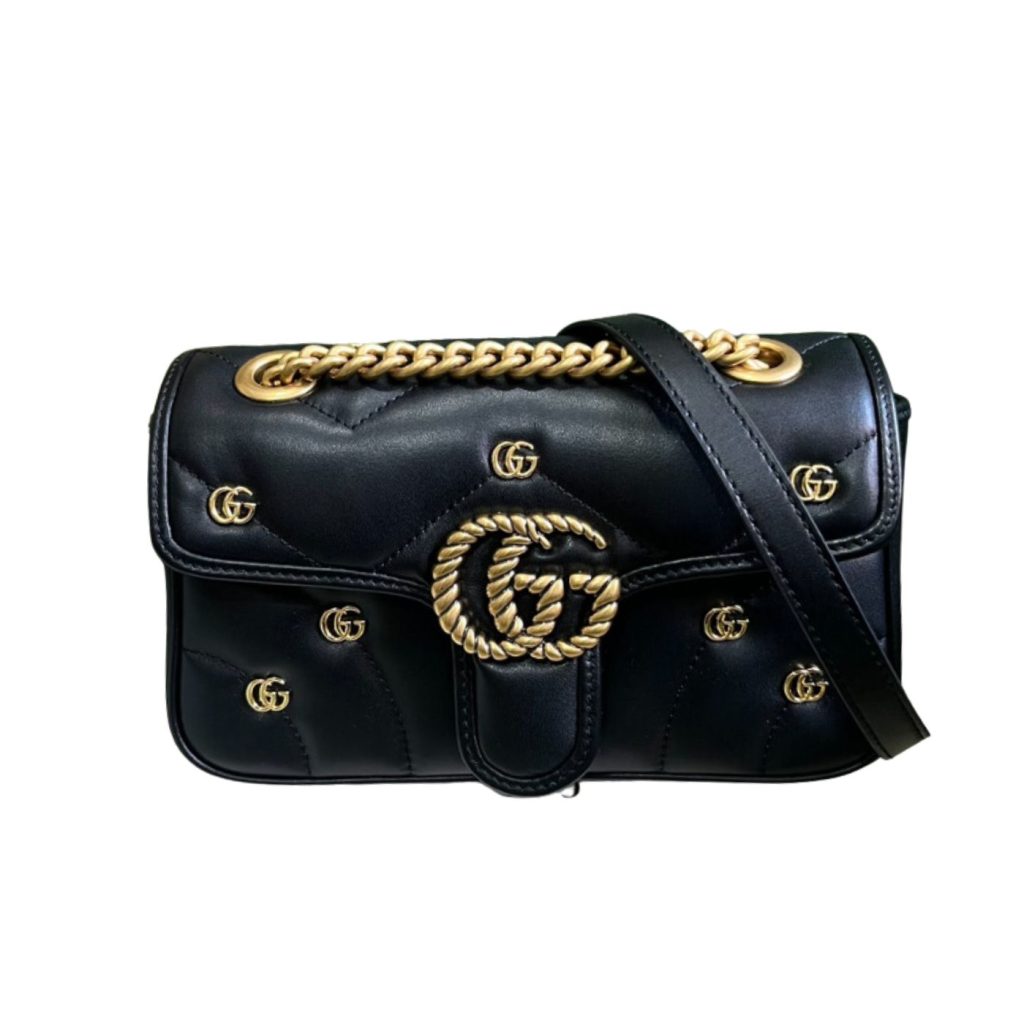 Gucci Marmont Matelasse Mini Bag GG Black/White For Women 22cm / 8.5in