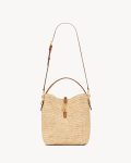 [True-to-ORIGINAL] Saint Laurent Le 37 In Woven Raffia And Vegetable-Tanned Beige For Women 9.8 Inches/ 25 Cm 773991GAAD72080