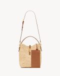 [True-to-ORIGINAL] Saint Laurent Le 37 In Woven Raffia And Vegetable-Tanned Beige For Women 9.8 Inches/ 25 Cm 773991GAAD72080