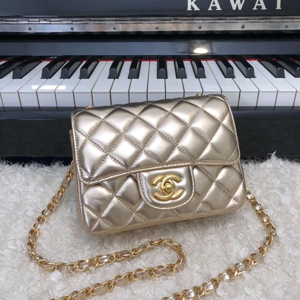 Chanel Mini Flap Bag Gold For Women 17cm / 6.63in