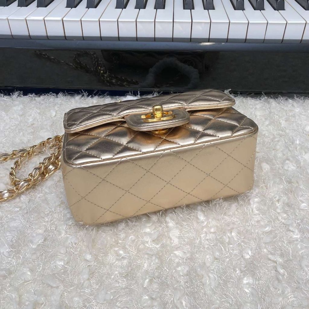 Chanel Mini Flap Bag Gold For Women 17cm / 6.63in