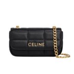 Celine Mini Shoulder Chain Matelasse Monochrome Black/White For Women 18cm / 7in 10L333EWJ.38NO