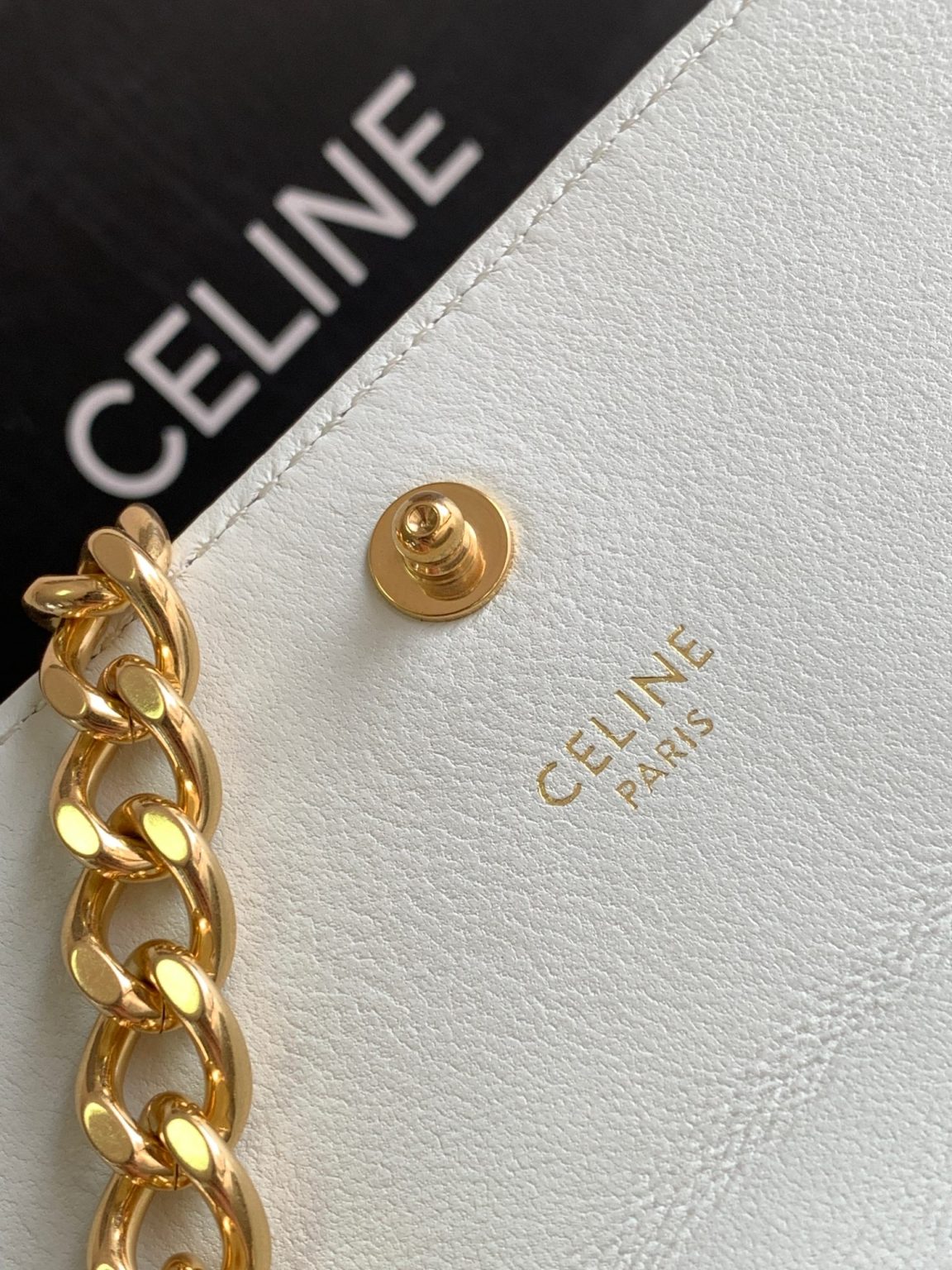 Celine Mini Shoulder Chain Matelasse Monochrome Black/White For Women 18cm / 7in 10L333EWJ.38NO