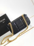 Celine Mini Shoulder Chain Matelasse Monochrome Black/White For Women 18cm / 7in 10L333EWJ.38NO