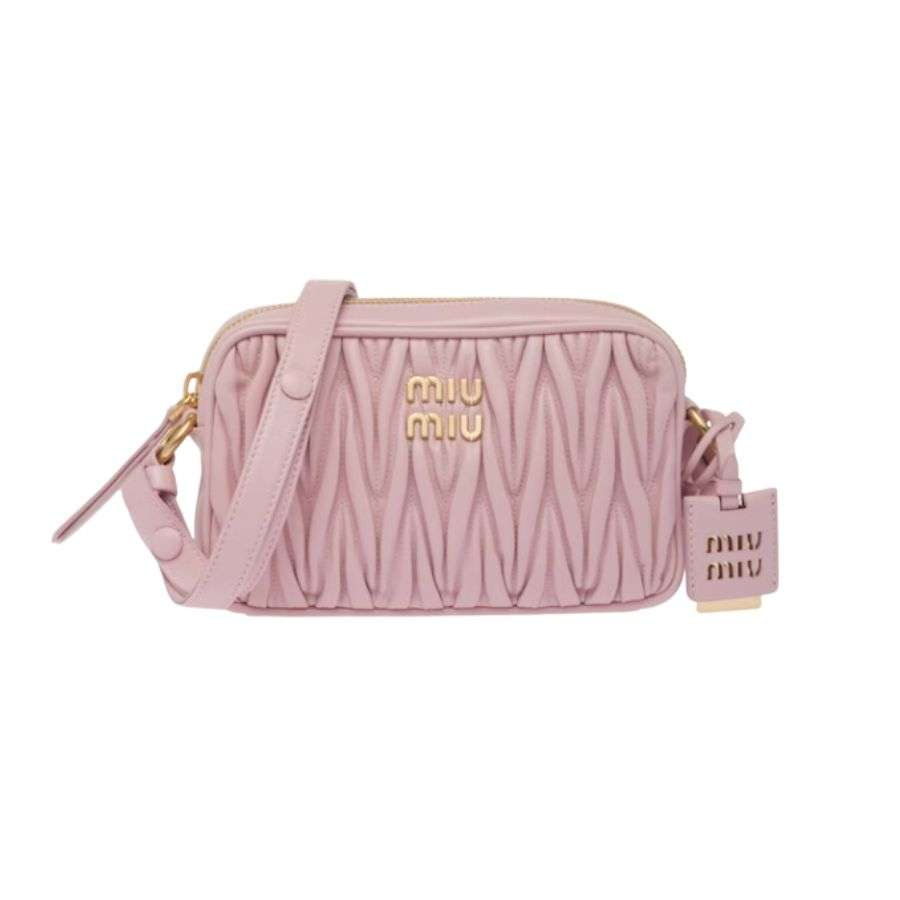 Miu Miu Matelasse Nappa Shoulder Bag Pink/Beige/Black For Women 7.9in/20cm 5BH118_N88_F0E18_V_WOM