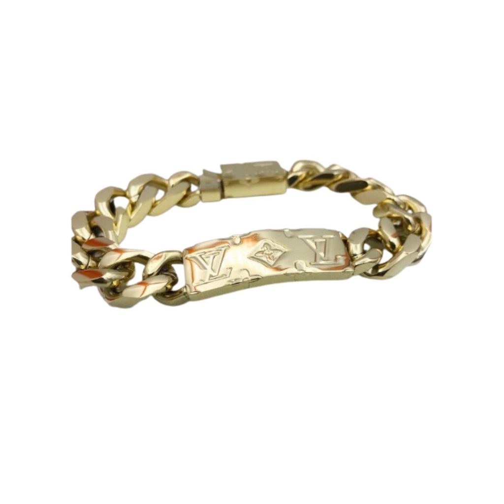 Louis Vuitton Monogram Chain Bracelet Gold Tone For Men