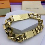 Louis Vuitton Monogram Chain Bracelet Gold Tone For Men