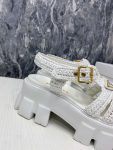 Prada Monolith Crochet Cage Sandals White For Women