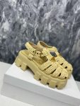 Prada Monolith Crochet Cage Sandals Yellow For Women