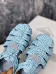 Prada Monolith Crochet Cage Sandals Blue For Women