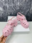 Prada Monolith Crochet Cage Sandals Pink For Women