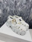 Prada Monolith Crochet Cage Sandals White For Women