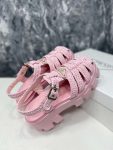 Prada Monolith Crochet Cage Sandals Pink For Women