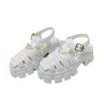 Prada Monolith Crochet Cage Sandals White For Women