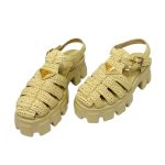 Prada Monolith Crochet Cage Sandals Yellow For Women