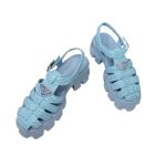 Prada Monolith Crochet Cage Sandals Blue For Women